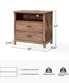 Miriam 2-Drawer Solid Wood Nightstand with Built-in USB Ports