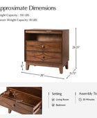Josefa 3-Drawer Nightstand with Type-C and USB(Optional Types)