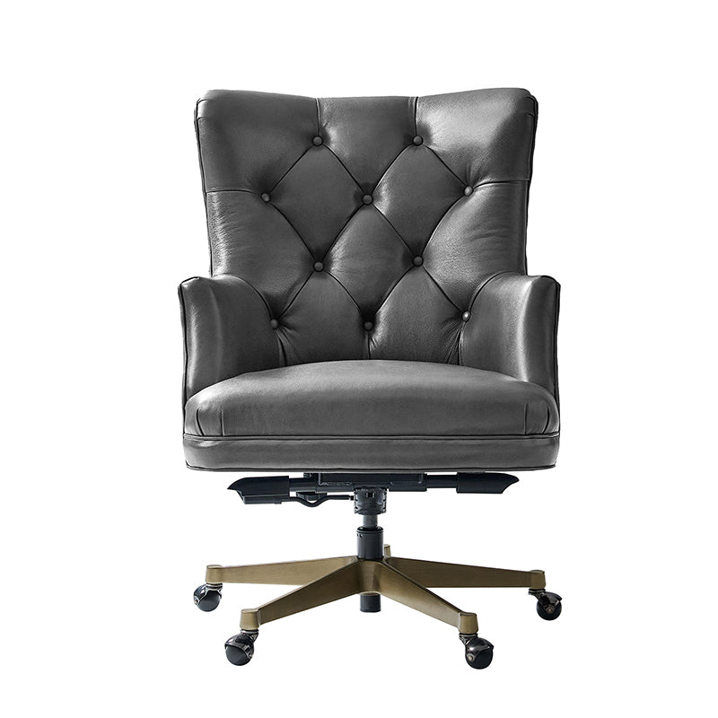 Adrian Hand-Rubbed Oil-Wax Leather Wingback Office Chair