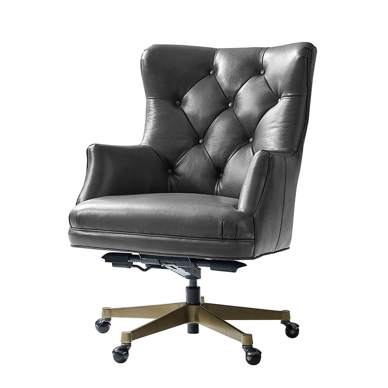 Adrian Hand-Rubbed Oil-Wax Leather Wingback Office Chair