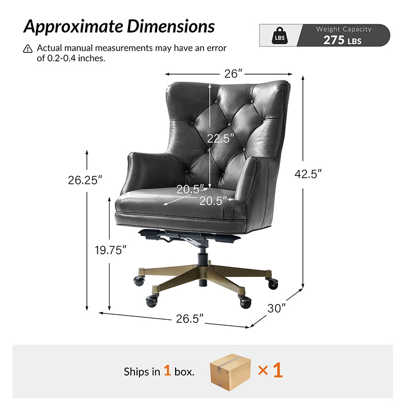 Adrian Hand-Rubbed Oil-Wax Leather Wingback Office Chair