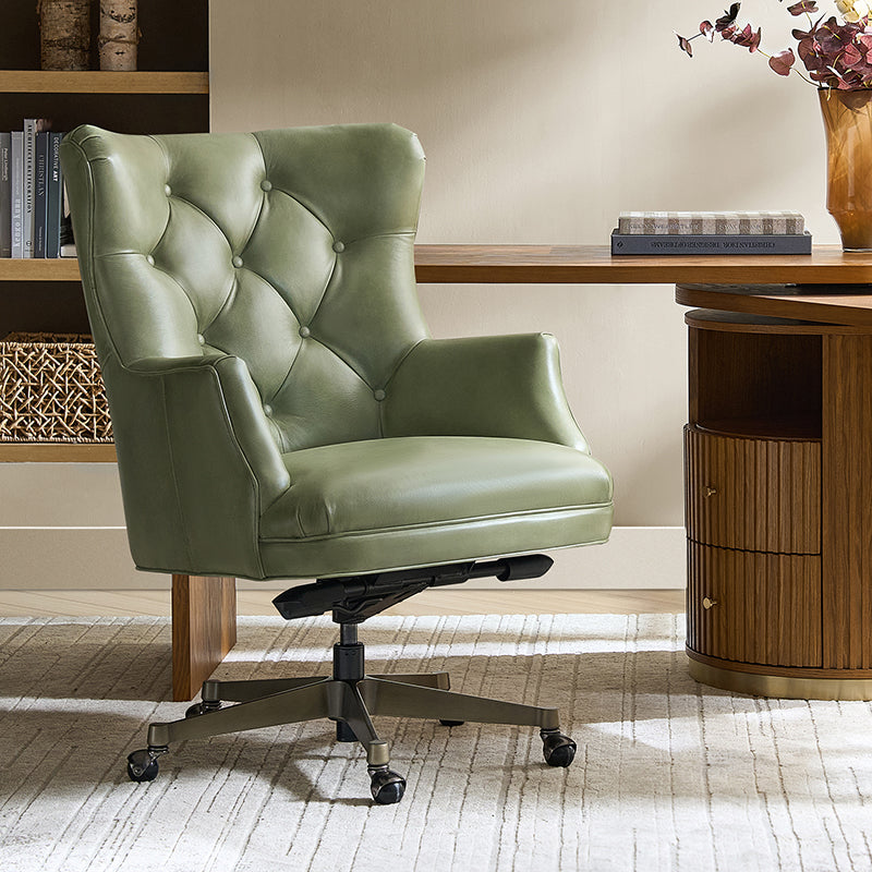 Adrian Hand-Rubbed Oil-Wax Leather Wingback Office Chair