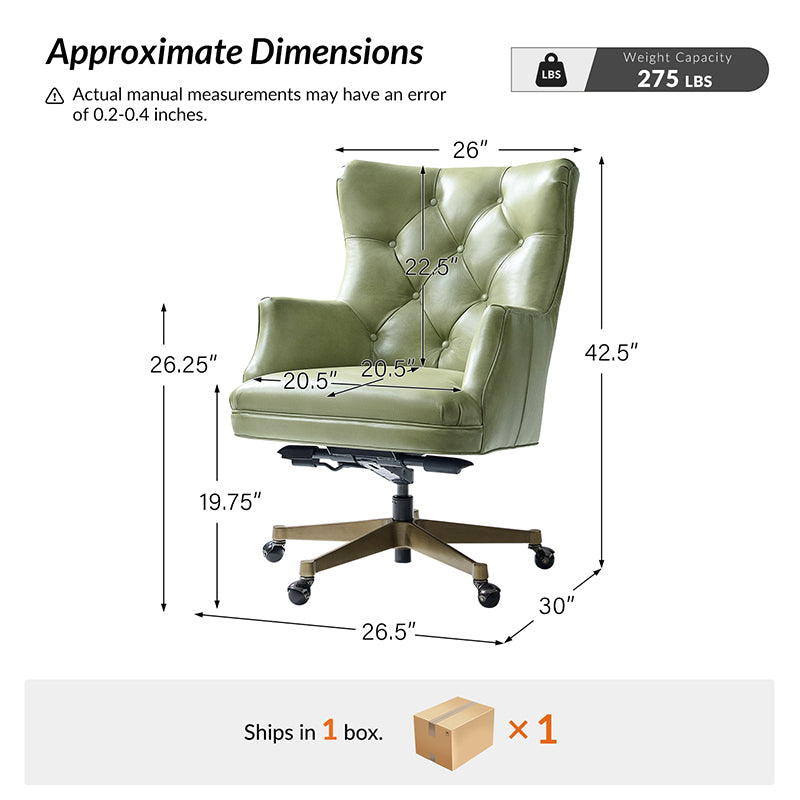 Adrian Hand-Rubbed Oil-Wax Leather Wingback Office Chair