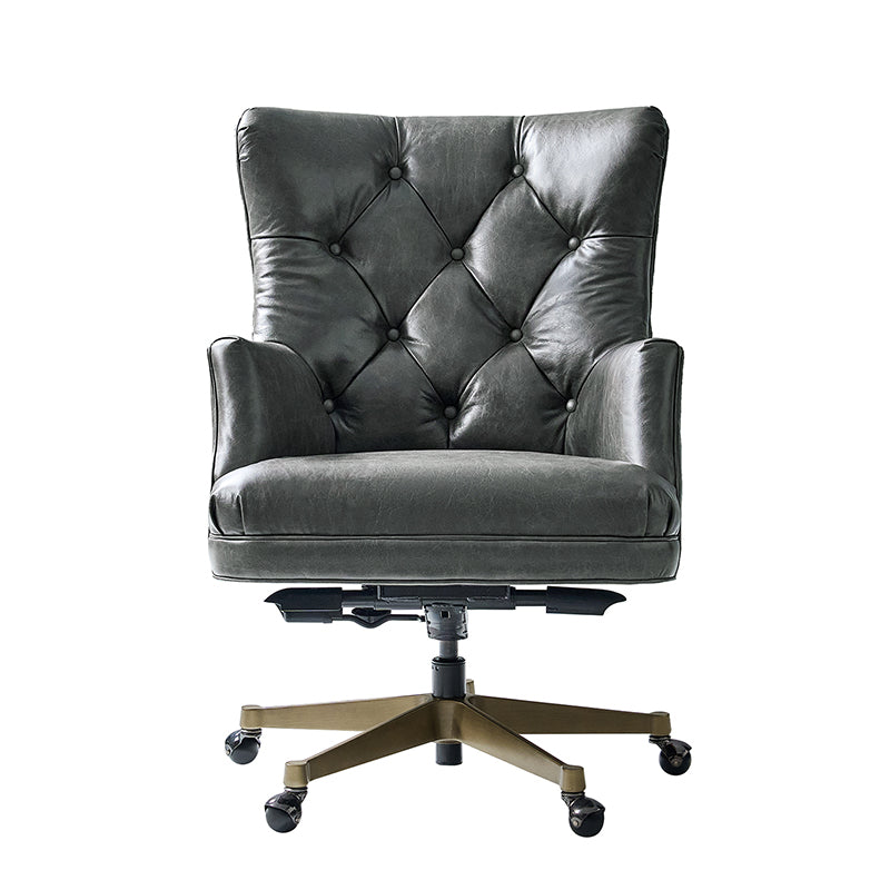 Adrian Hand-Rubbed Oil-Wax Leather Wingback Office Chair