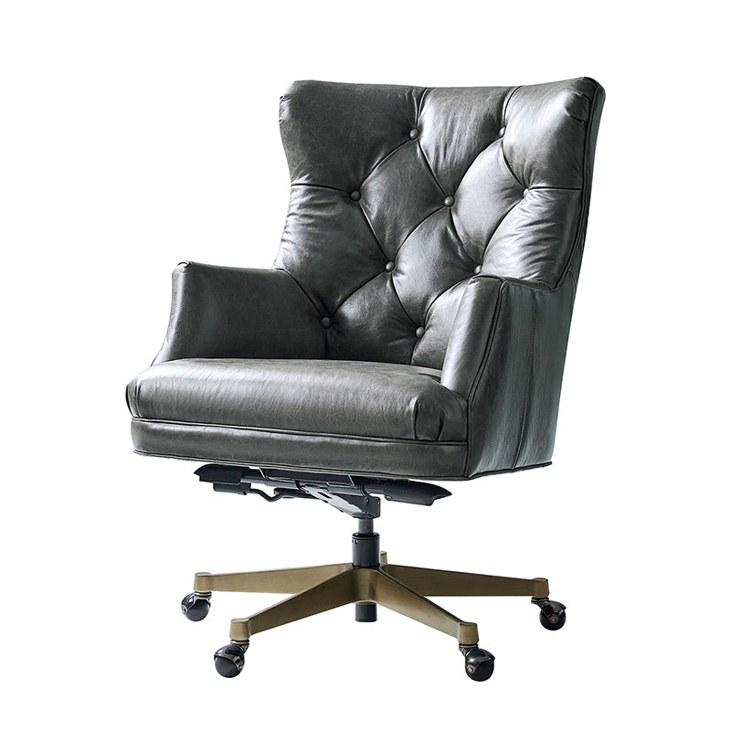 Adrian Hand-Rubbed Oil-Wax Leather Wingback Office Chair