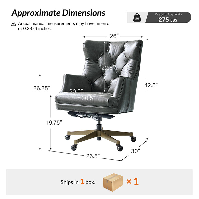 Adrian Hand-Rubbed Oil-Wax Leather Wingback Office Chair
