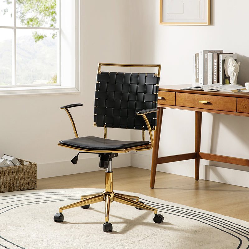 Amalia Modern Rattan Weaving Backrest Swivel Office Chair