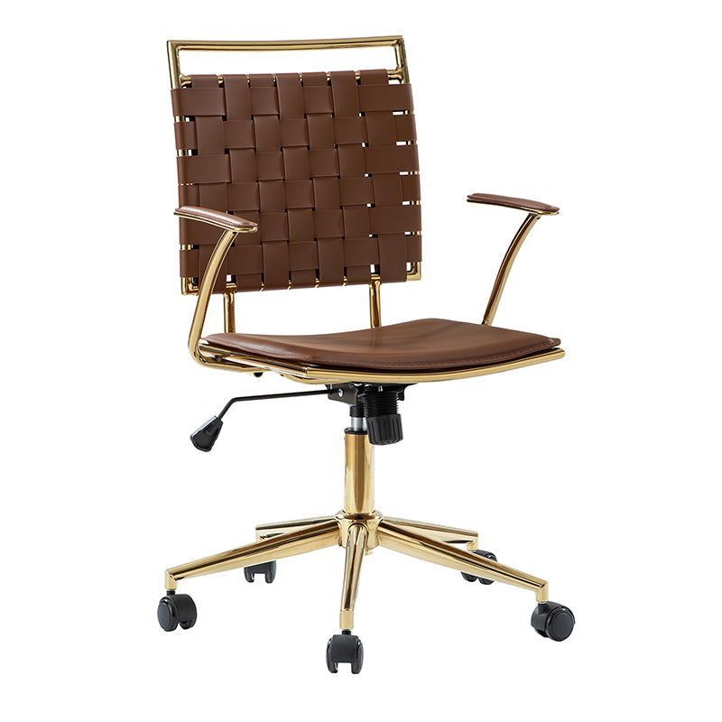 Amalia Modern Rattan Weaving Backrest Swivel Office Chair