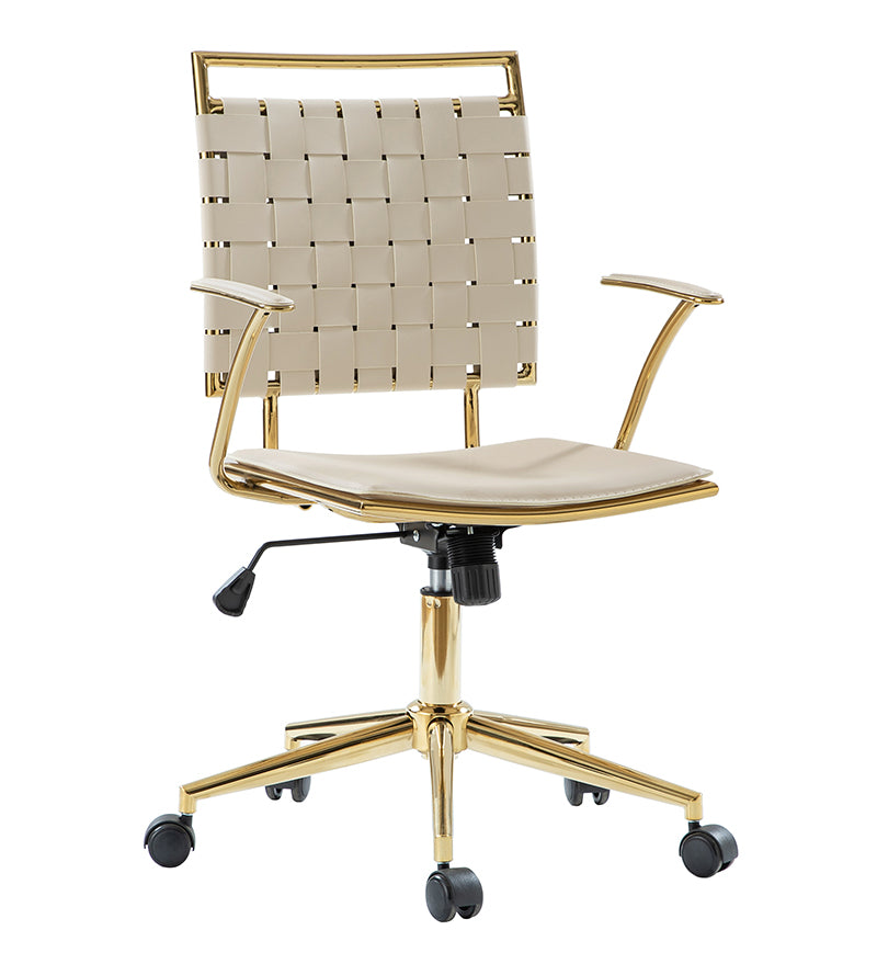 Amalia Modern Rattan Weaving Backrest Swivel Office Chair