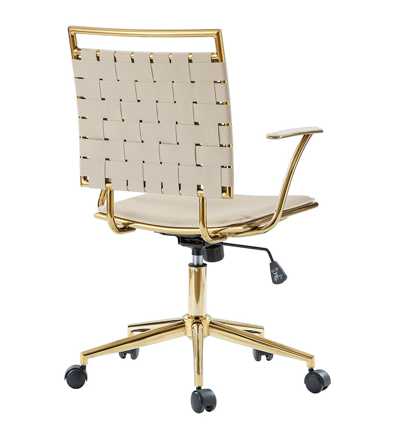 Amalia Modern Rattan Weaving Backrest Swivel Office Chair