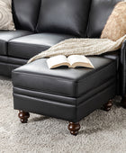 Basilio Contemporary Genuine Leather Ottoman for Living Room