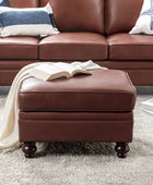 Basilio Contemporary Genuine Leather Ottoman for Living Room