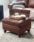 Basilio Contemporary Genuine Leather Ottoman for Living Room