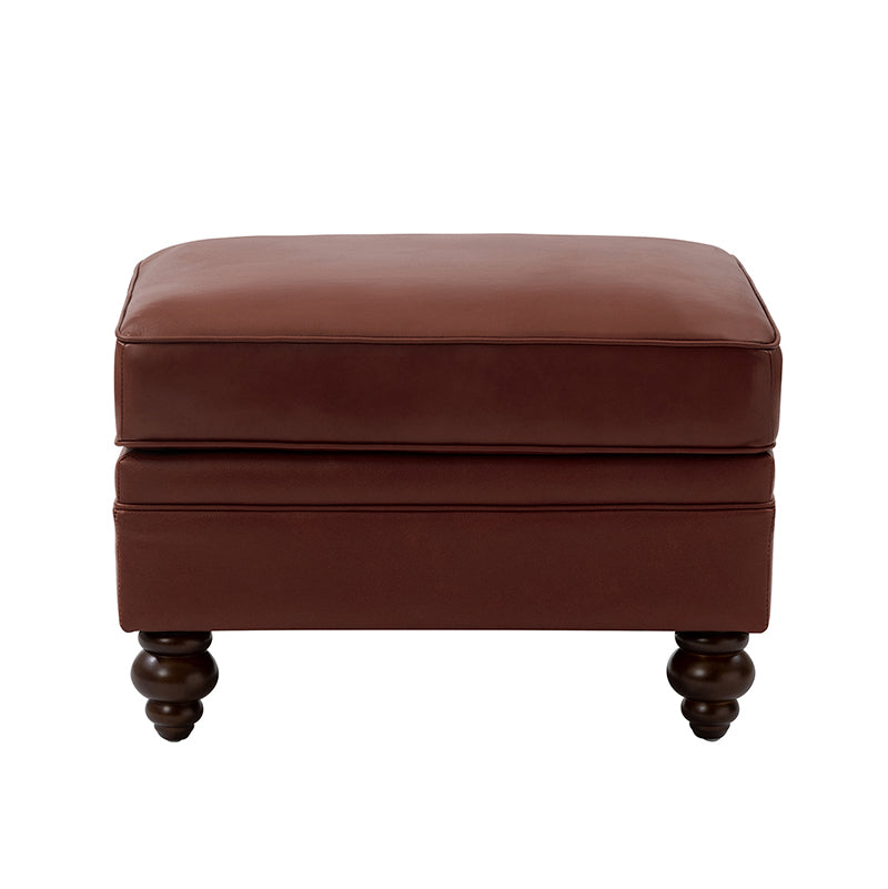 Basilio Contemporary Genuine Leather Ottoman for Living Room