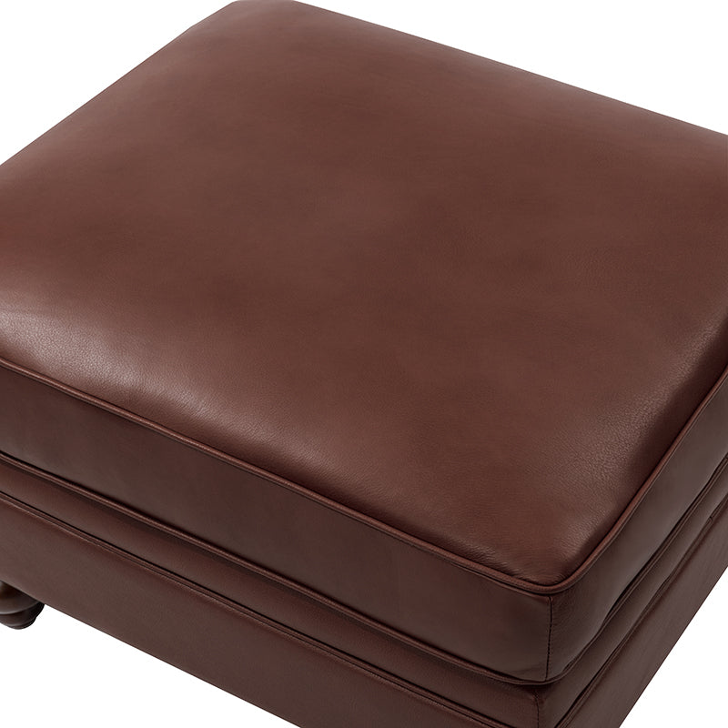 Basilio Contemporary Genuine Leather Ottoman for Living Room