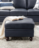 Basilio Contemporary Genuine Leather Ottoman for Living Room