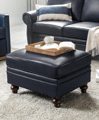 Basilio Contemporary Genuine Leather Ottoman for Living Room