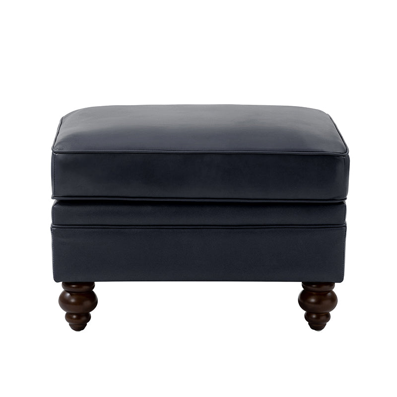 Basilio Contemporary Genuine Leather Ottoman for Living Room