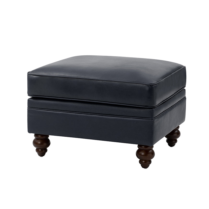 Basilio Contemporary Genuine Leather Ottoman for Living Room