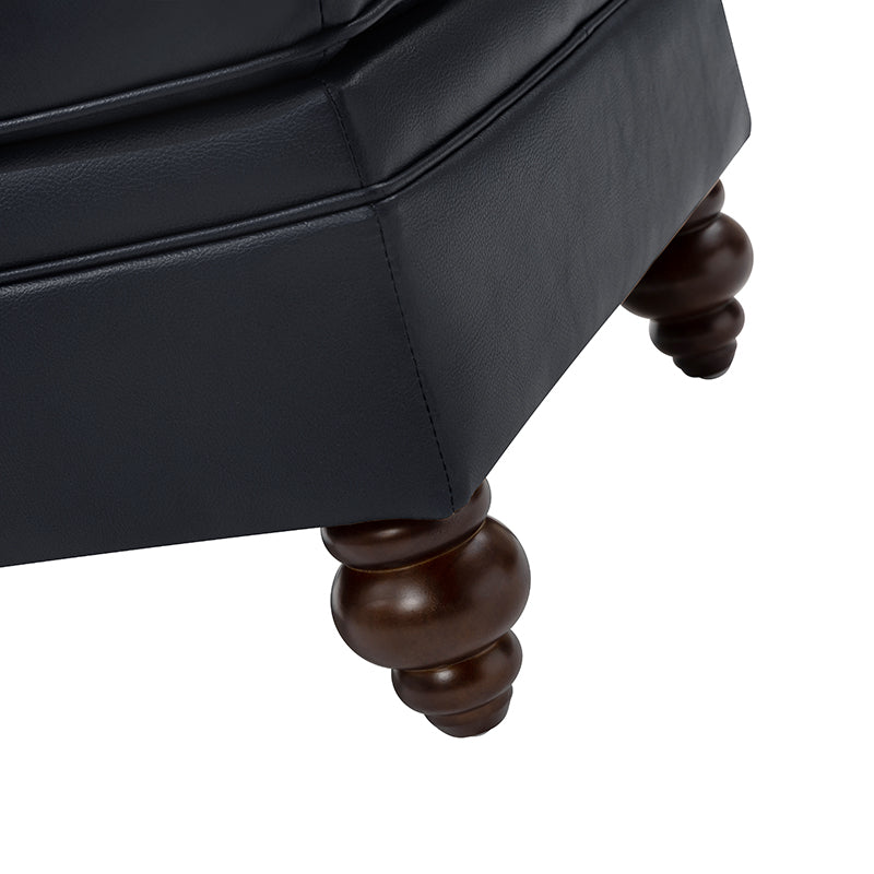 Basilio Contemporary Genuine Leather Ottoman for Living Room