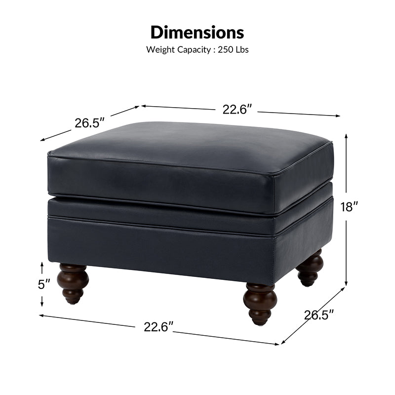 Basilio Contemporary Genuine Leather Ottoman for Living Room