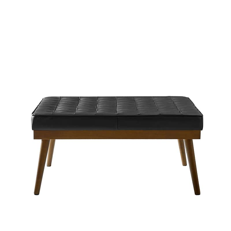 Elisa Mid-century Modern Genuine Leather Ottoman