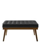 Elisa Mid-century Modern Genuine Leather Ottoman