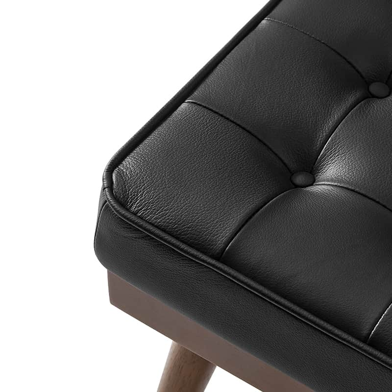 Elisa Mid-century Modern Genuine Leather Ottoman