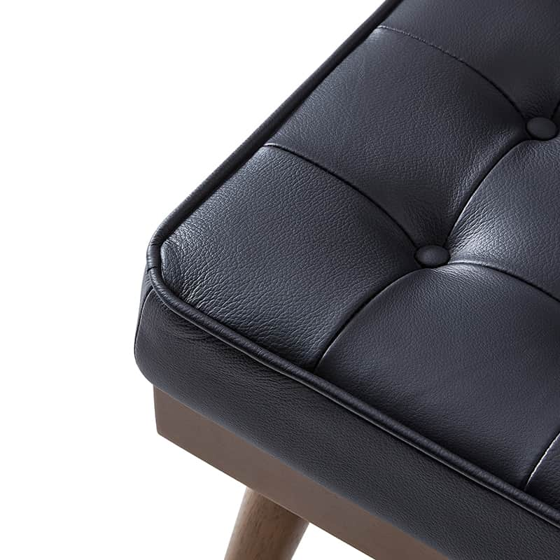 Elisa Mid-century Modern Genuine Leather Ottoman