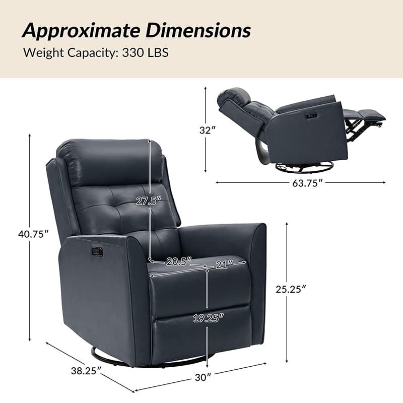 Felisa Genuine & PVC Leather Power Recliner