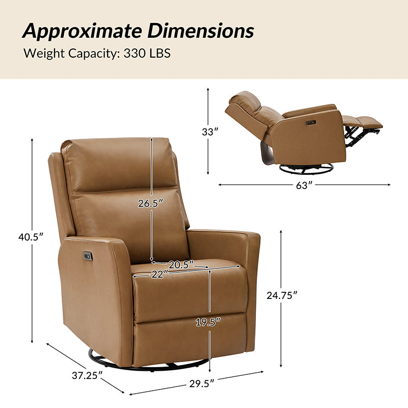 Paula Transitional Power Recliner with USB Charging Ports