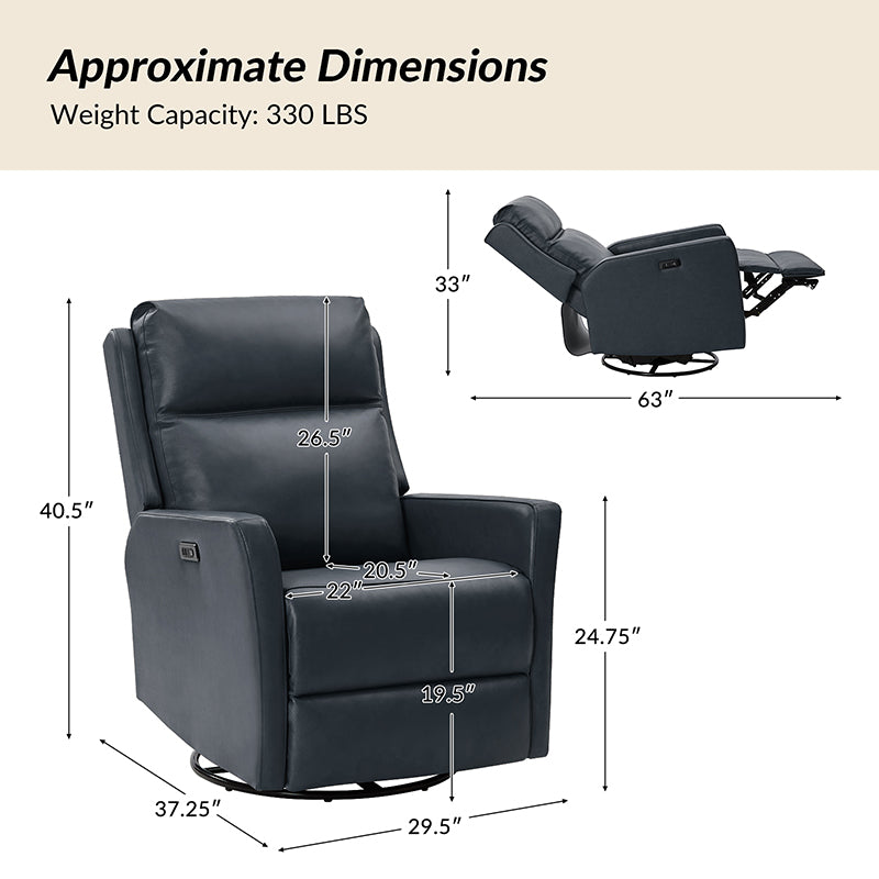 Paula Transitional Power Recliner with USB Charging Ports