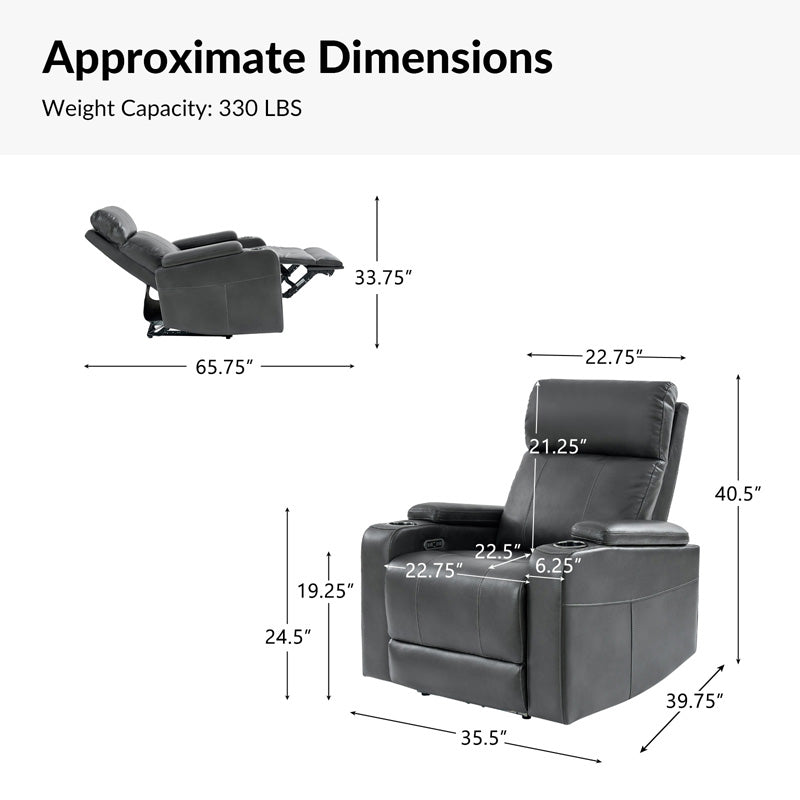 Julian 35.5" Wide Power Recliner with Storage