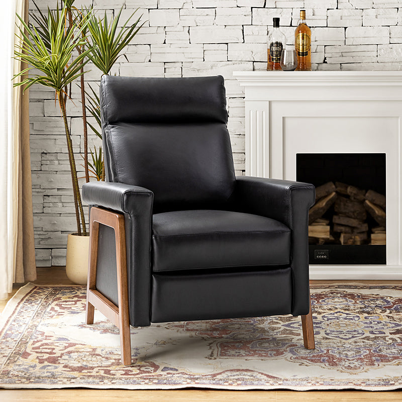 Bona Genuine Leather Power Recliner with Solid Wood Frame