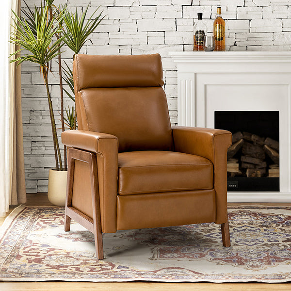 Bona Genuine Leather Power Recliner with Solid Wood Frame