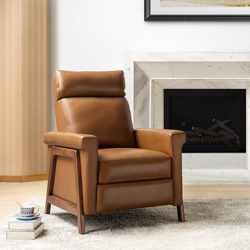 Bona Genuine Leather Power Recliner with Solid Wood Frame