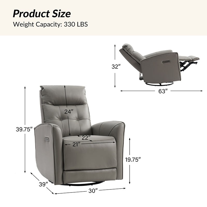 Enrique Versatile Power Recliner with USB Charging Port