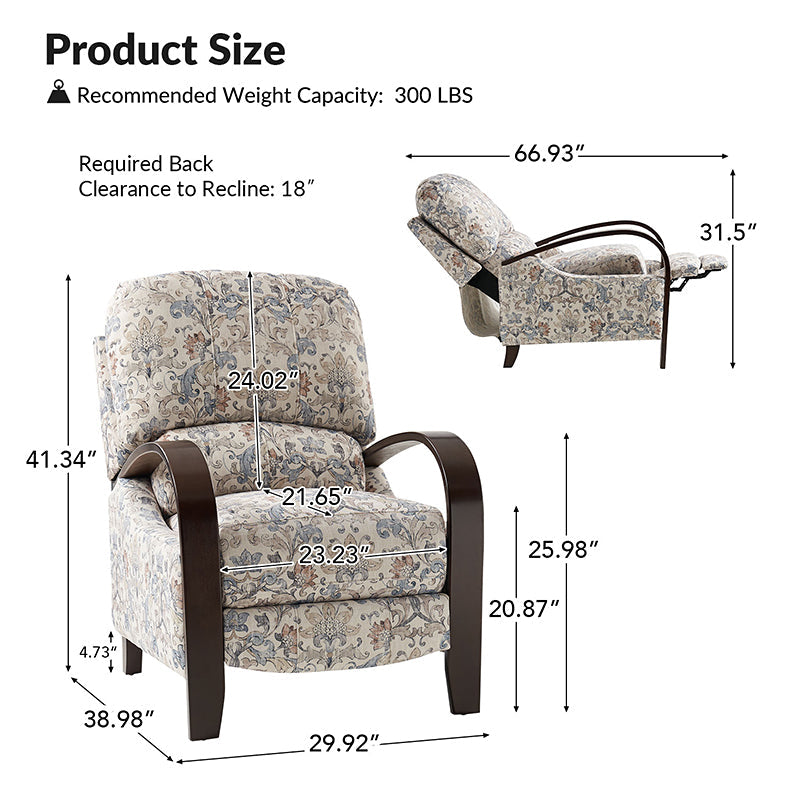 Diana Comfy Wooden Upholstery Manual Recliner