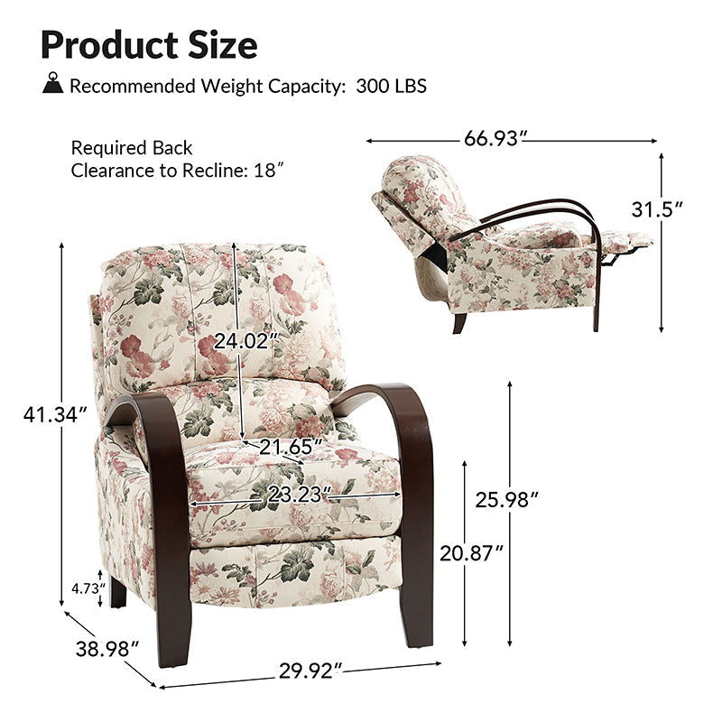 Diana Comfy Wooden Upholstery Manual Recliner