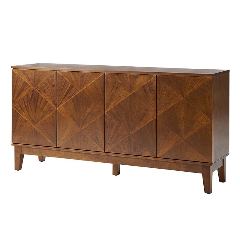 Marcos 60" Wide Mid-century Geometric Patterns Sideboard with Solid Wood Legs