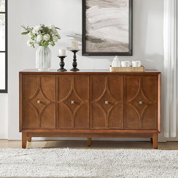 Justo Mid-Century Style Adjustable Shelves Walnut Sideboard