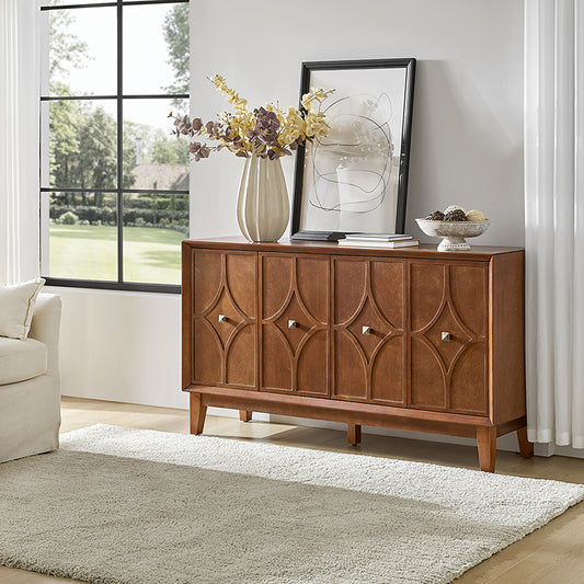 Justo Mid-Century Style Adjustable Shelves Walnut Sideboard