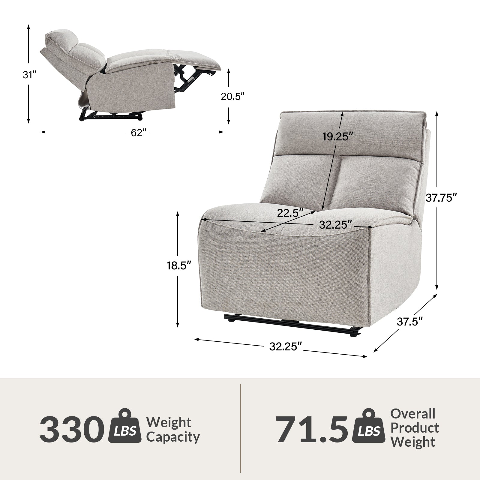 Ruben sectional Sofa with Electric Recliner