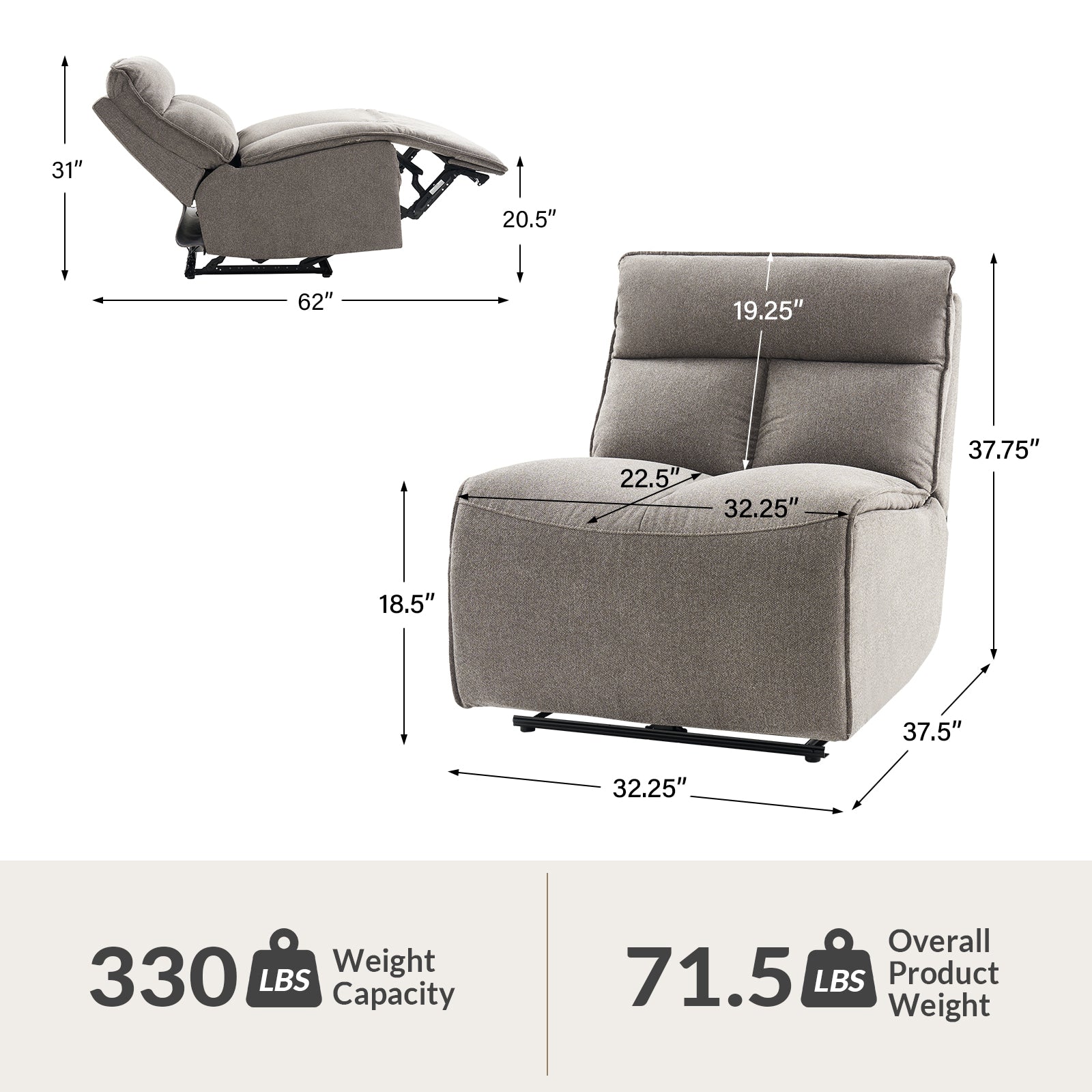 Ruben sectional Sofa with Electric Recliner