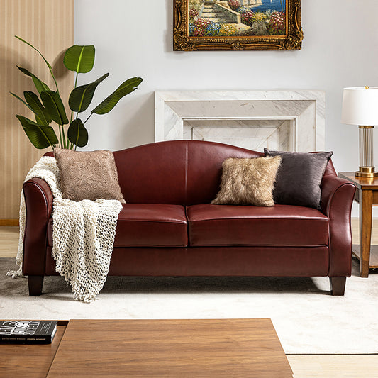 Hugo Traditional Style Curved Genuine Leather Elegant Sofa