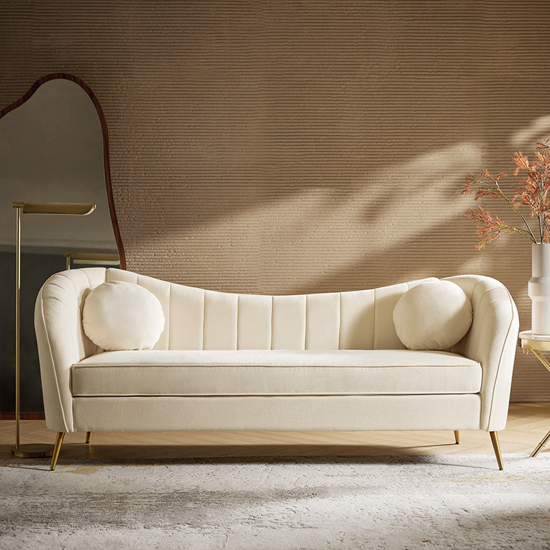 Noemi Contemporary Upholstered Sofa with Metal Legs and Pillows