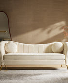 Noemi Contemporary Upholstered Sofa with Metal Legs and Pillows