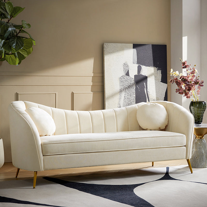 Noemi Contemporary Upholstered Sofa with Metal Legs and Pillows