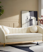 Noemi Contemporary Upholstered Sofa with Metal Legs and Pillows