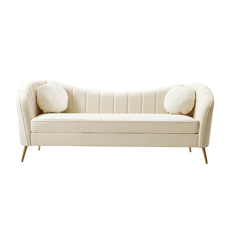 Noemi Contemporary Upholstered Sofa with Metal Legs and Pillows